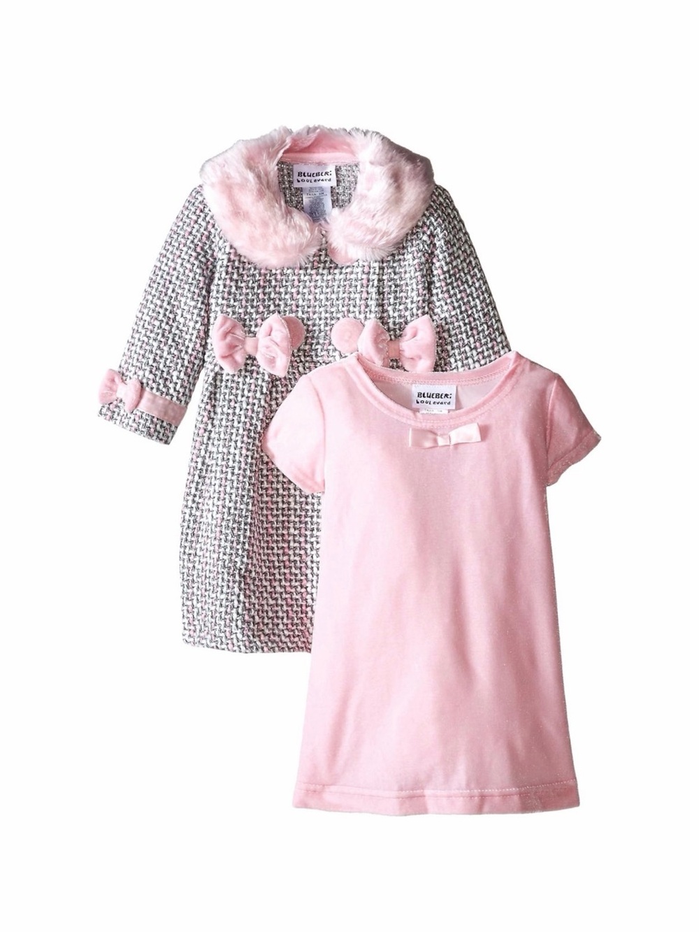 NWT🏷️Blueberi Boulevard Baby👶🏻Girls'👧🏻Fur Coat Dress👗Set Sz 24M